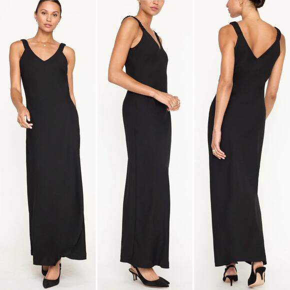 BROCHU WALKER The Stella Bias Dress Black Onyx Size XS Maxi Crepe Chic Sexy - Picture 2 of 16